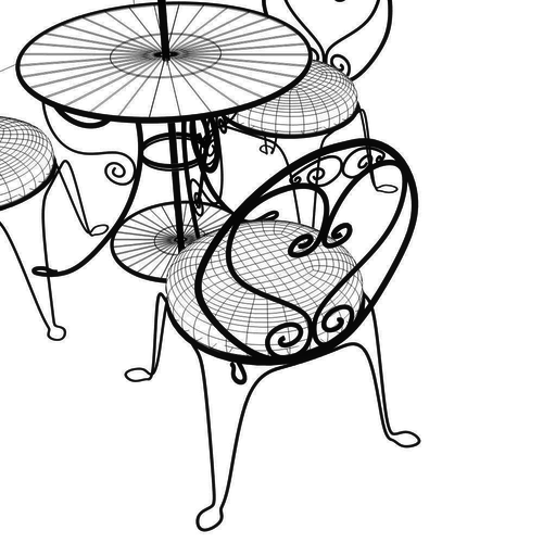 500x500 French Cafe Table And Chairs Model Cgtrader