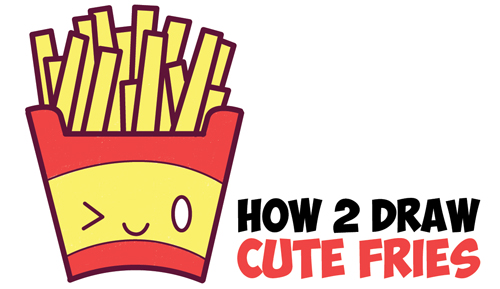 500x289 How To Draw Cute Kawaii French Fries With Face On It