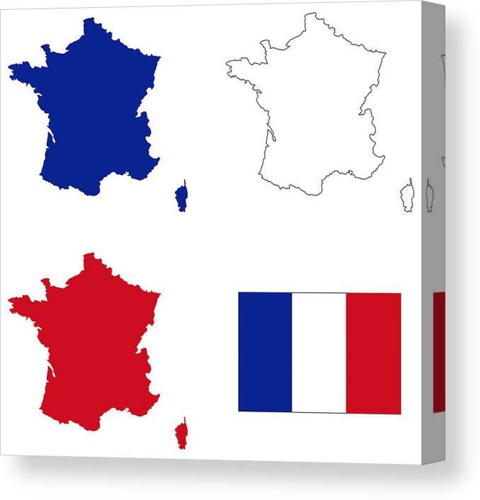678x706 French Flag And Map Canvas Print Canvas Art