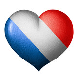 160x160 French Flag Heart Texture Pencil Drawing Isolated On White