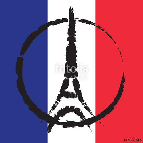 500x500 Ink An Paint Illustration Of Eiffel Tower Symbol On French