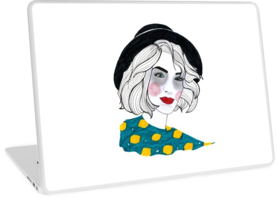558x400 French Girl Pop Art Woman Art Design French Fashion Laptop Skins