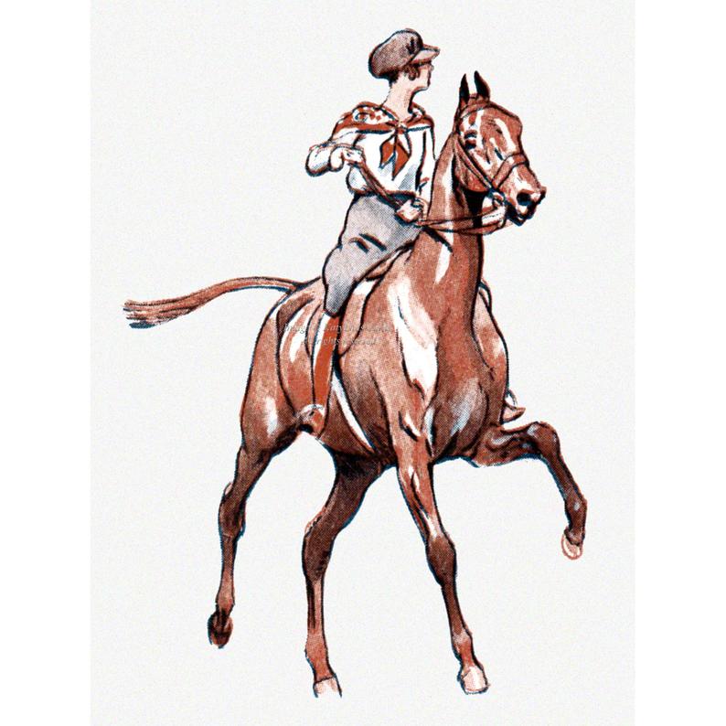 794x794 Horse Greeting Card Girl And Horse Out For A Hack French Etsy