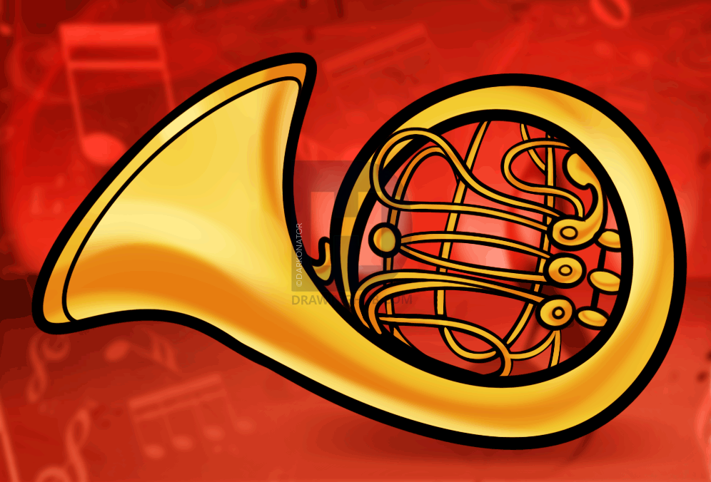 996x676 How To Draw A French Horn, Step