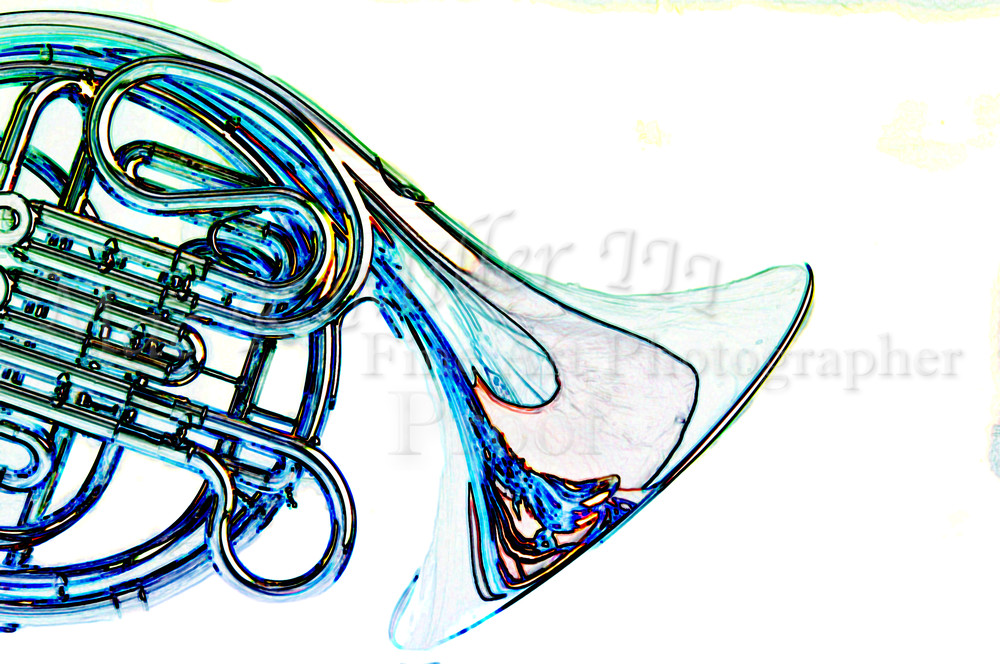 1000x664 Isolated French Horn Watercolor Print
