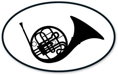 415x266 French Horn Oval Vinyl Sticker