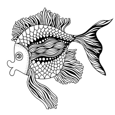 450x450 Vector Hand Drawn Doodle Outline Fish Illustration Decorative