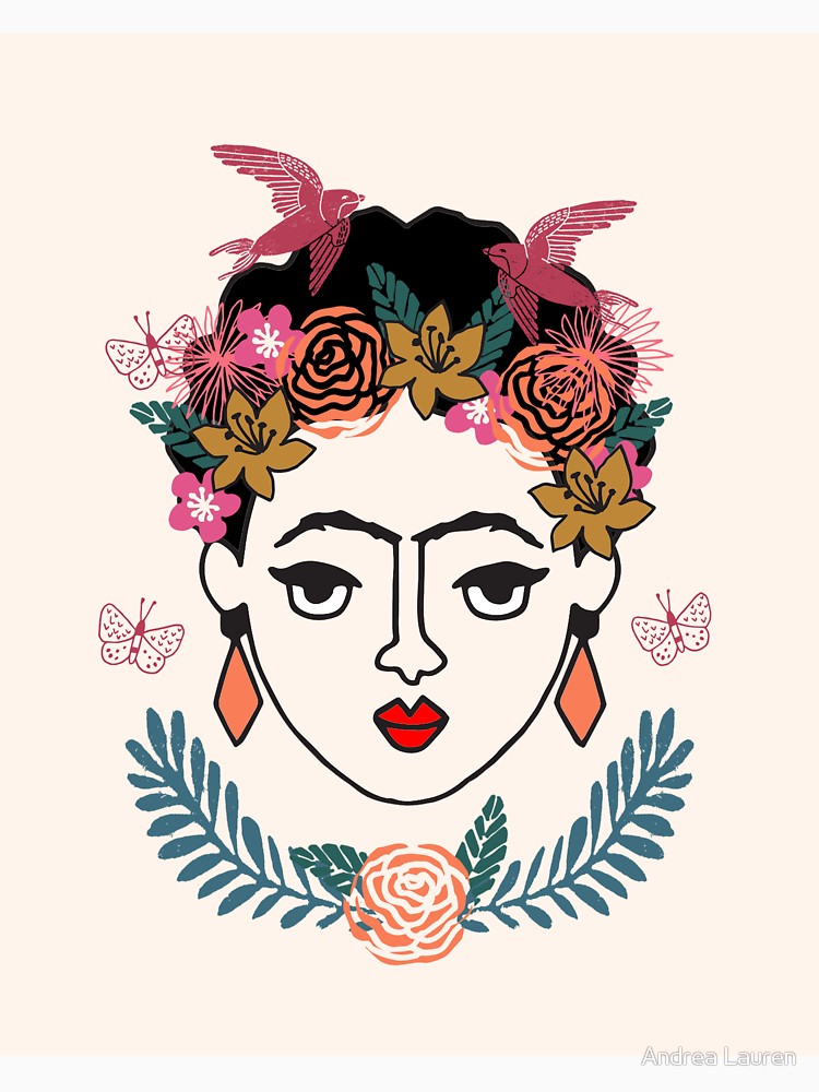 750x1000 frida kahlo kids illustration line drawing andrea lauren t shirt