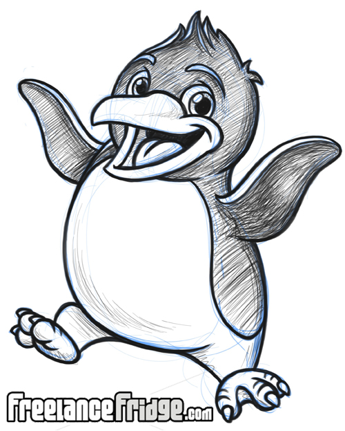 500x623 Happy Penguin Freelance Fridge Illustration Character Development