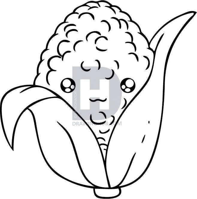 658x664 How To Draw Corn, Step