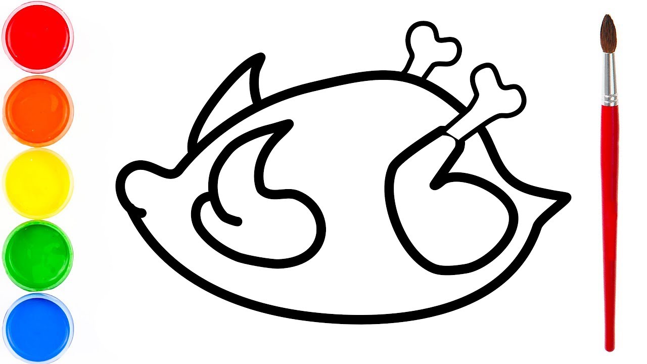 1280x720 Fried Chicken Drawing And Coloring For Kids And Toddlers