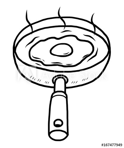 417x500 Fried Egg Cartoon Vector And Illustration, Black And White, Hand