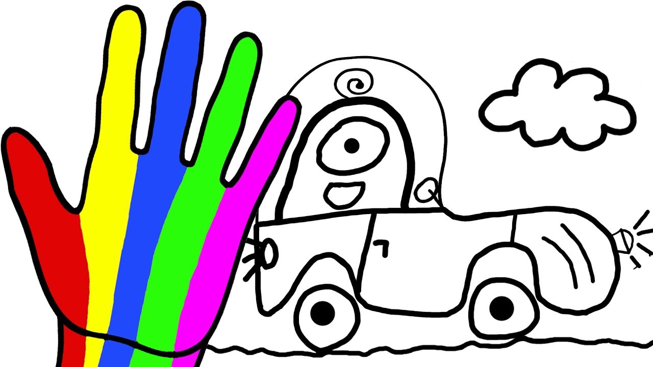 1280x720 Finger Painting Friendly Alien In Car Coloring And Drawing