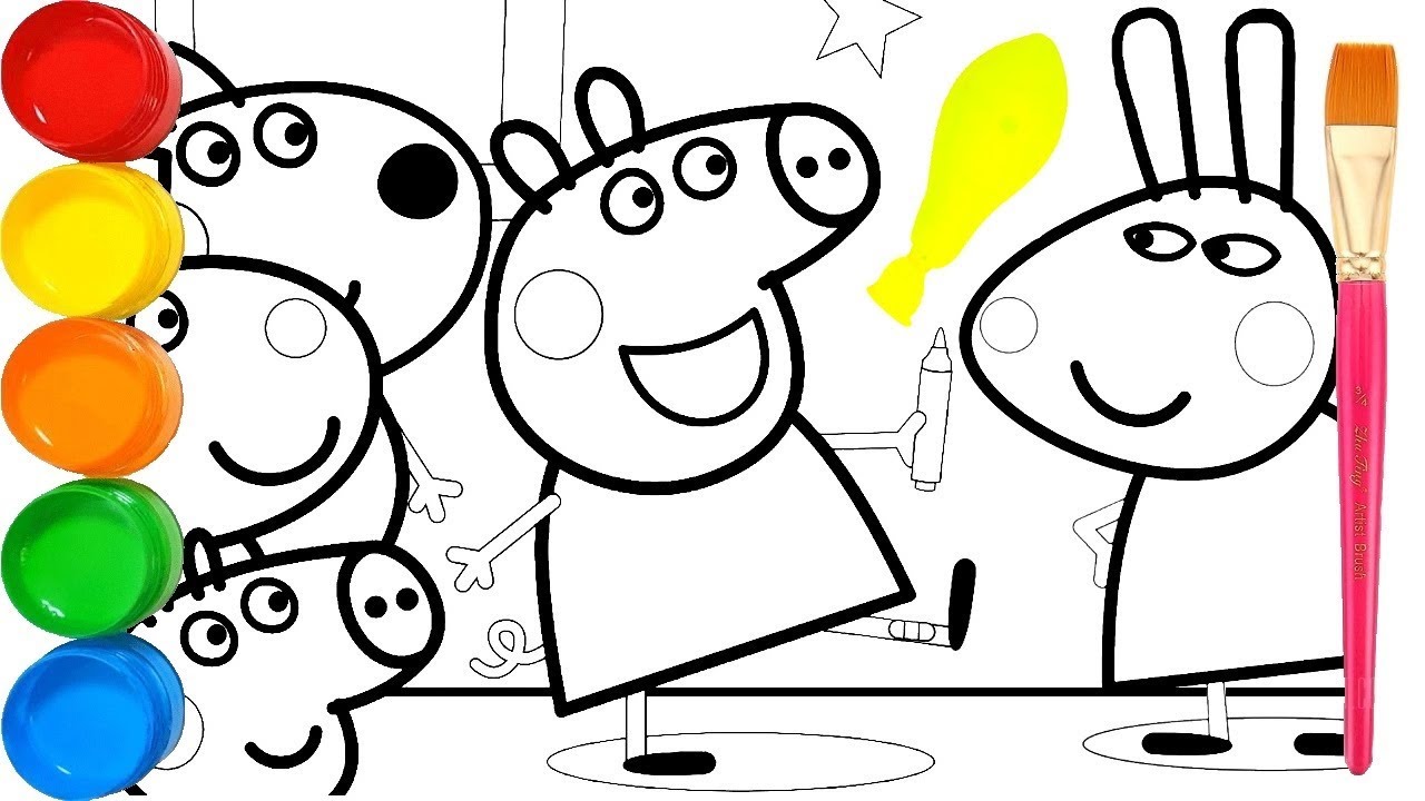 1280x720 Peppa Pig Friends Drawing Painting Learn Colors For Kids