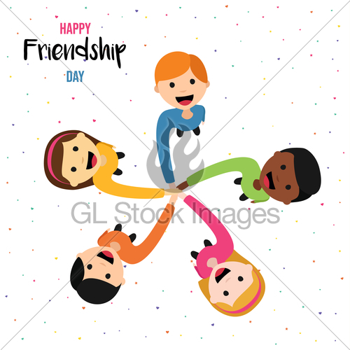 500x500 Friendship Day Card Of Happy Kid Friends Together Gl Stock Images