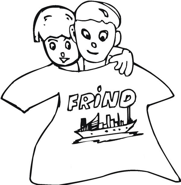 600x615 Give My Friend A T Shirt On Friendship Day Coloring