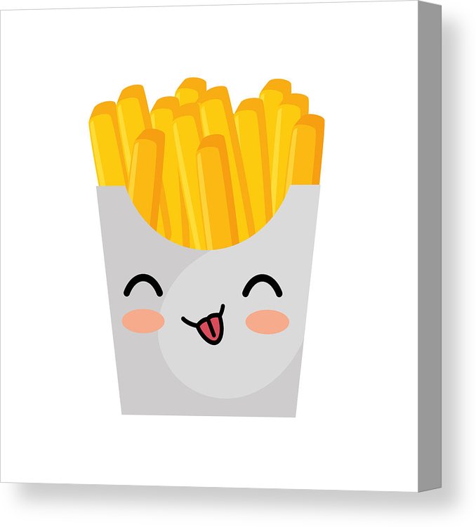 678x750 Kawaii Cute French Fries Box Icon Canvas Print Canvas Art