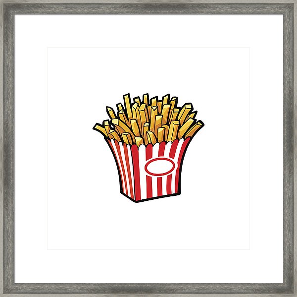 600x599 Vector Potato Fry, French Fries On Paper Box Framed Print