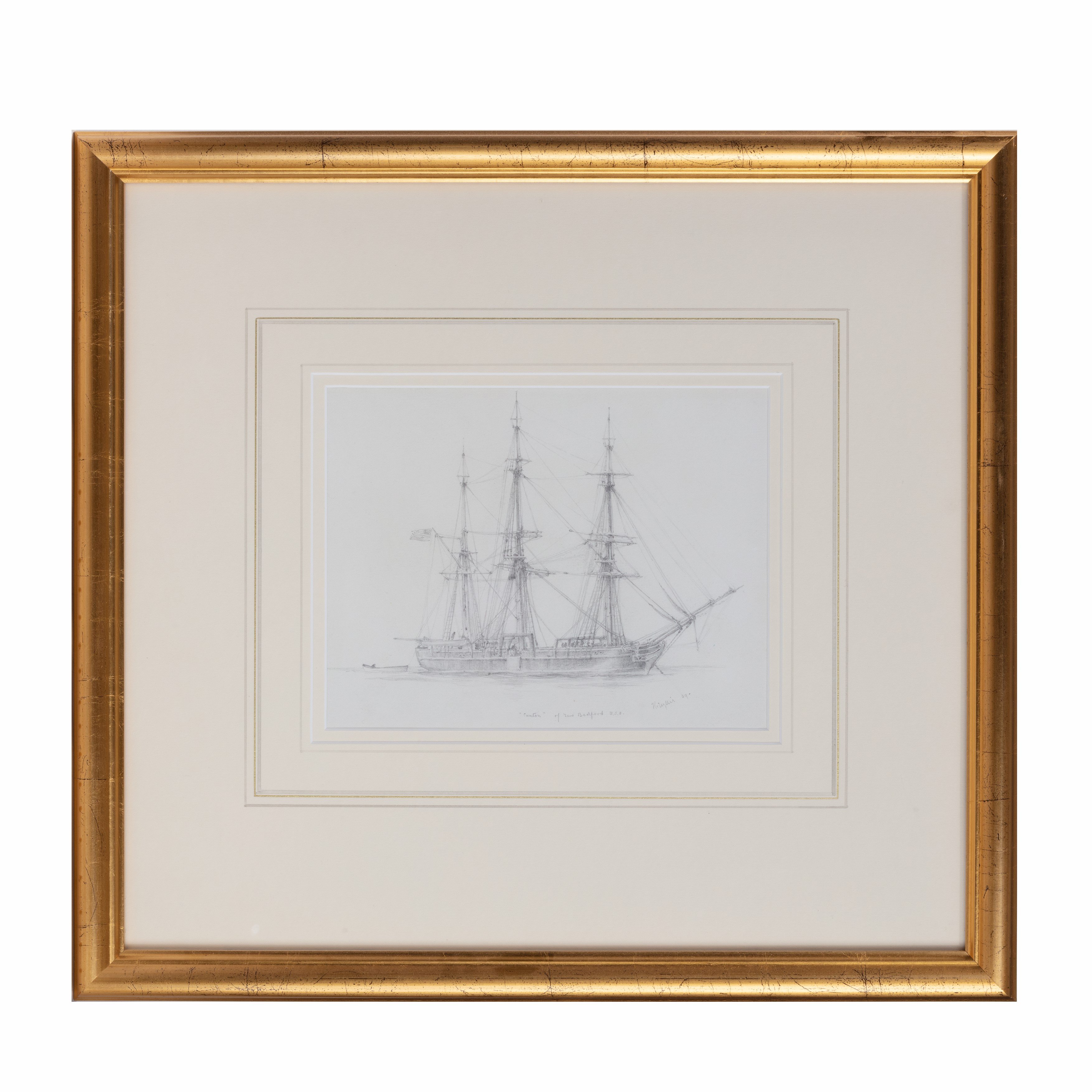 3508x3508 Pencil Drawing Of A Three Masted Whaling Ship