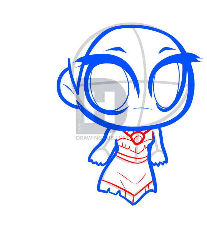 663x720 how to draw chibi pocahontas, step