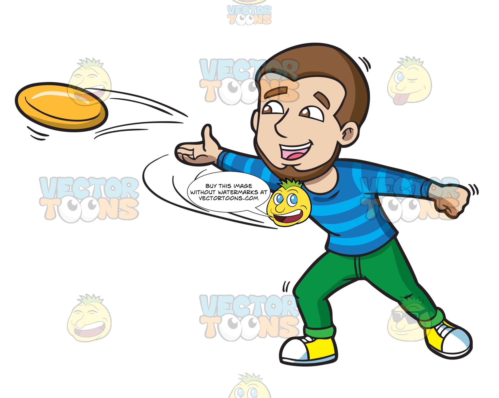 2000x1594 A Happy Man Throwing A Frisbee Clipart Cartoons