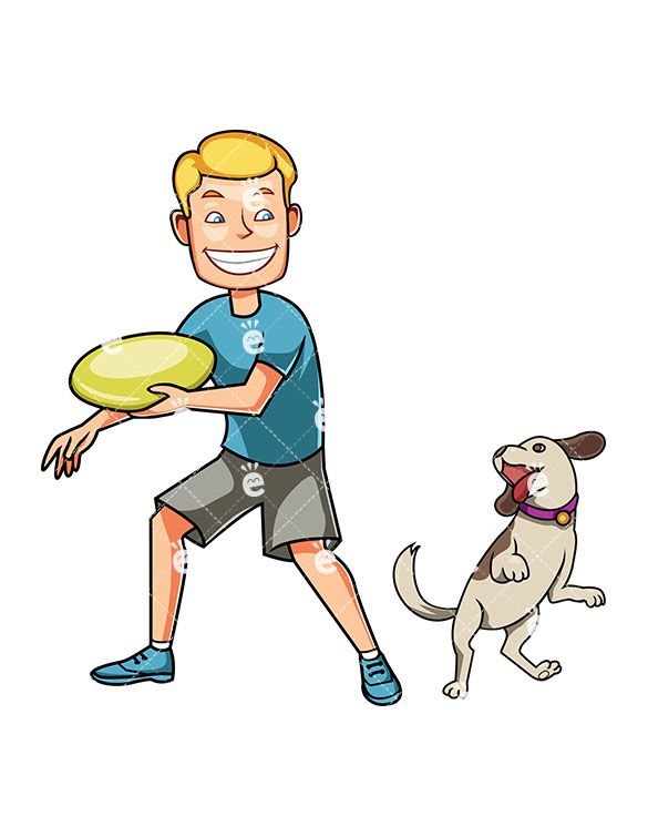 585x755 A Man Playing Frisbee With His Small Dog Drawing Dogs, Small
