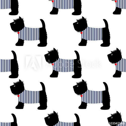 500x500 Scottish Terrier In A Sailor T Shirt Seamless Pattern Cute Dogs