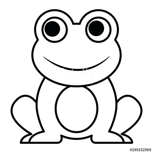 500x500 Frog Outline Frog Cute Animal Sitting Cartoon Vector Illustration