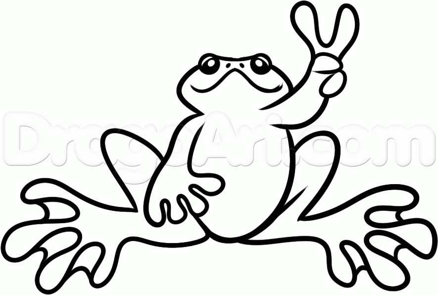 885x596 How To Draw A Peace Frog, Step