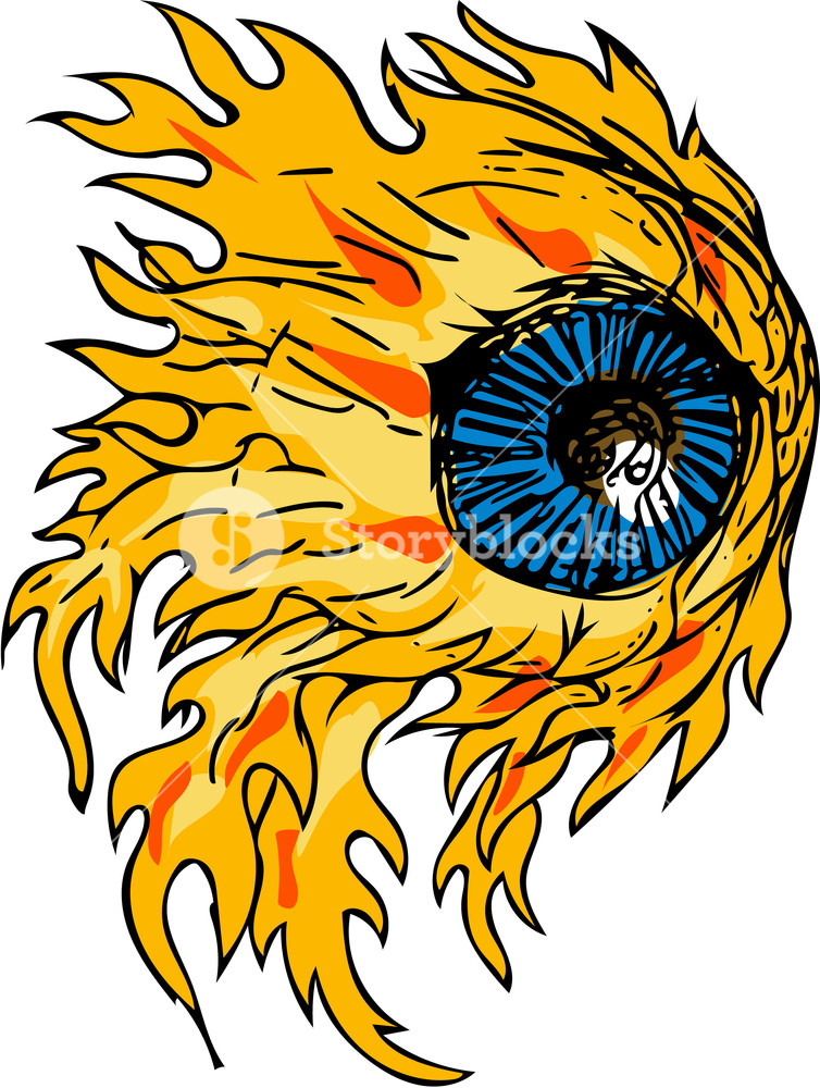 754x1000 Drawing Sketch Style Illustration Of An Eyeball On Fire Viewed