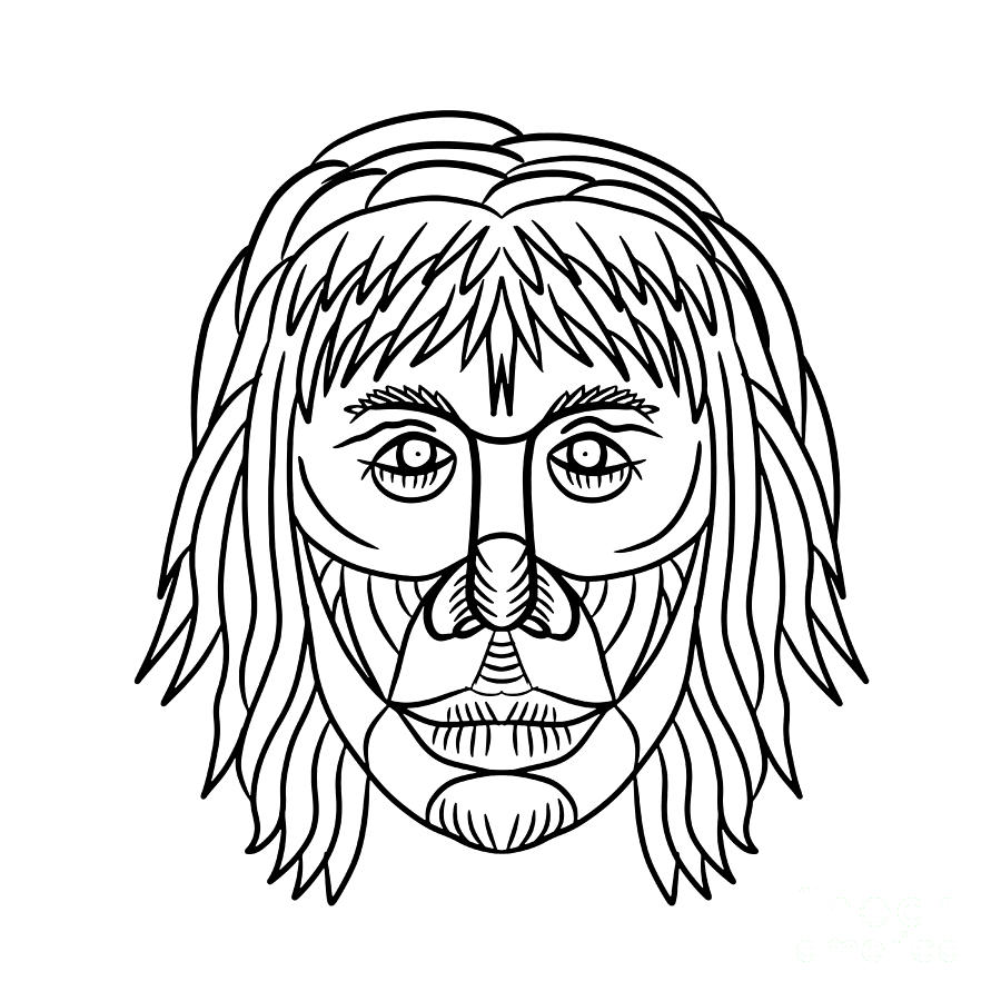 900x900 Homo Habilis Face Front Drawing Digital Art