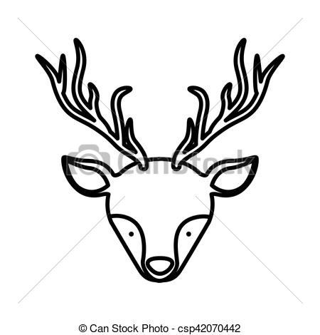 450x470 Front Face Silhouette Reindeer With Vector Within