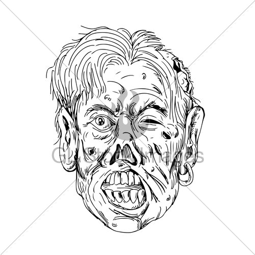 500x500 Zombie Head Front Drawing Gl Stock Images