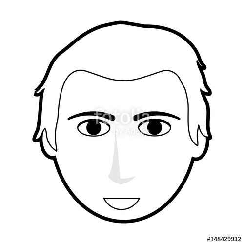 500x500 Black Silhouette Cartoon Front Face Guy With Hairstyle Vector