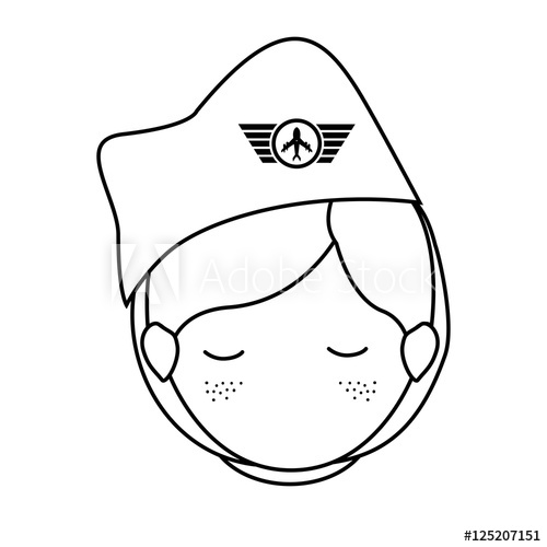 500x500 Silhouette Front Face Woman Flight Attendant Vector Illustration