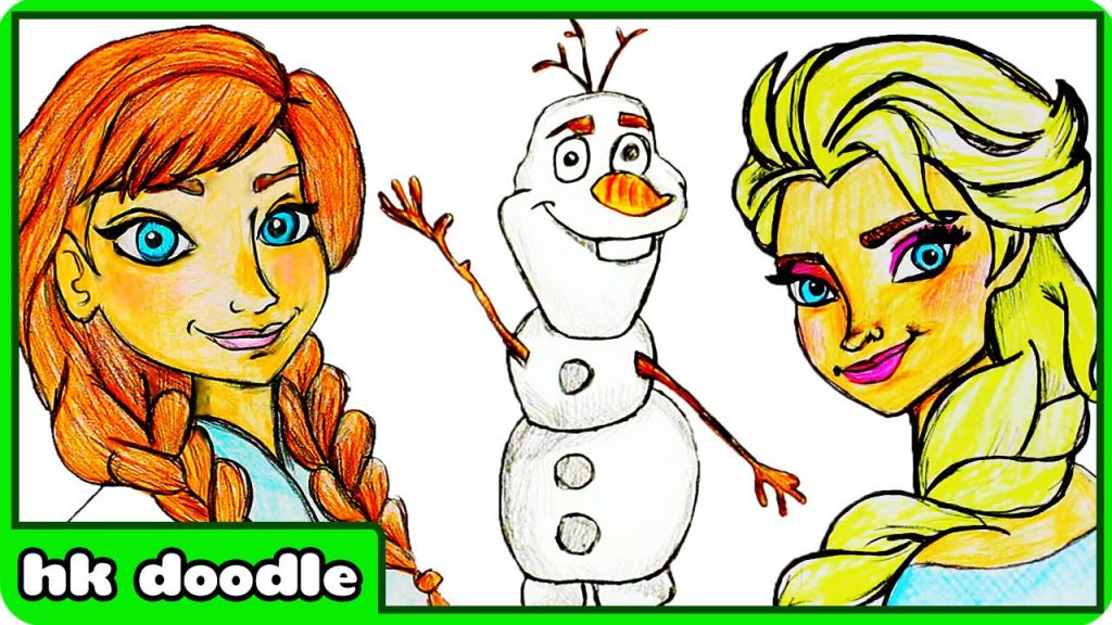 1024x576 How To Draw Disney Frozen Characters Elsa, Anna Olaf Easy