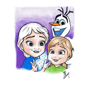300x300 frozen young anna and young elsa drawing