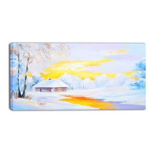300x300 Frozen River Winter Landscape Canvas Art Print