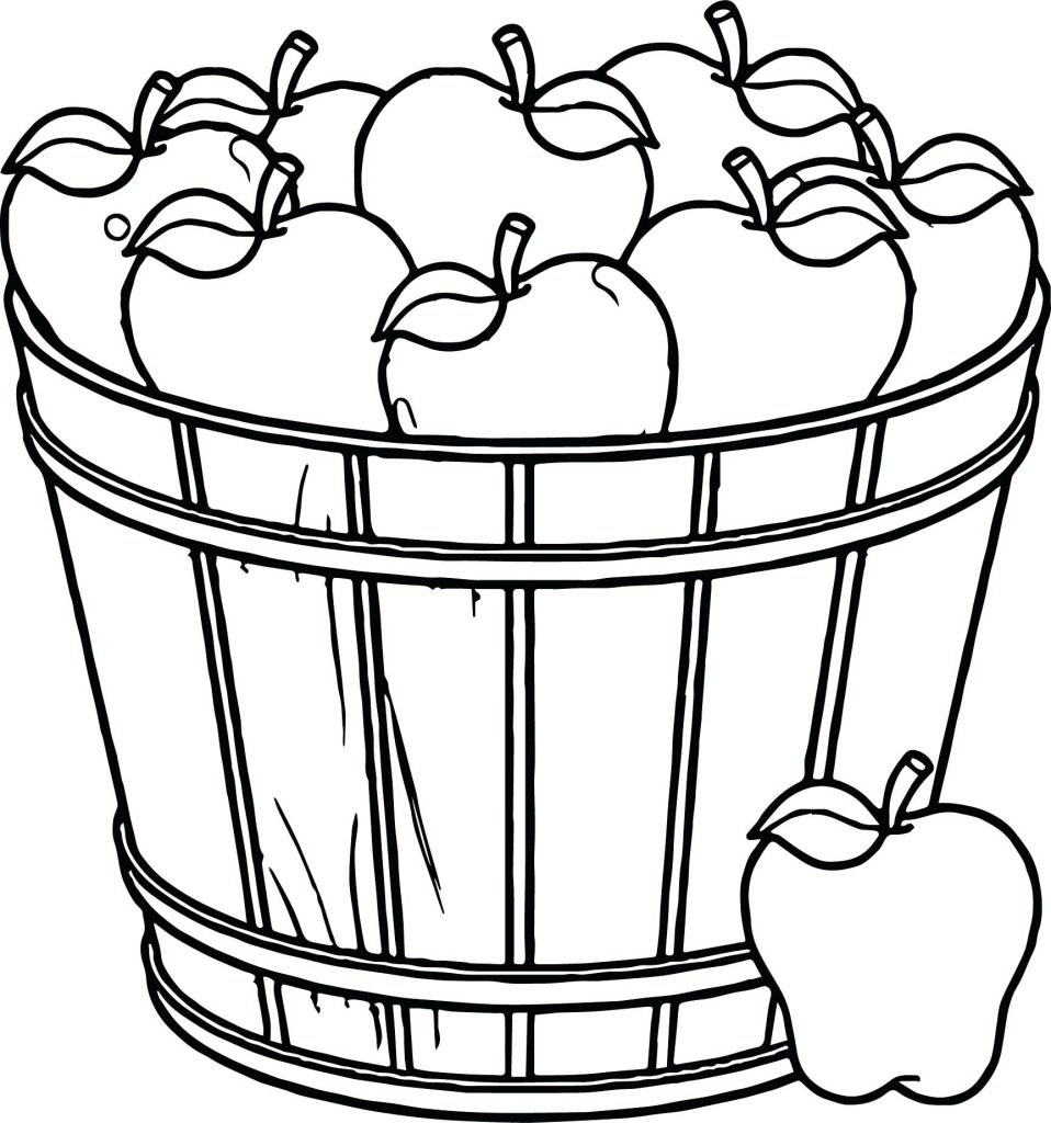 958x1024 Basket With Apples Coloring