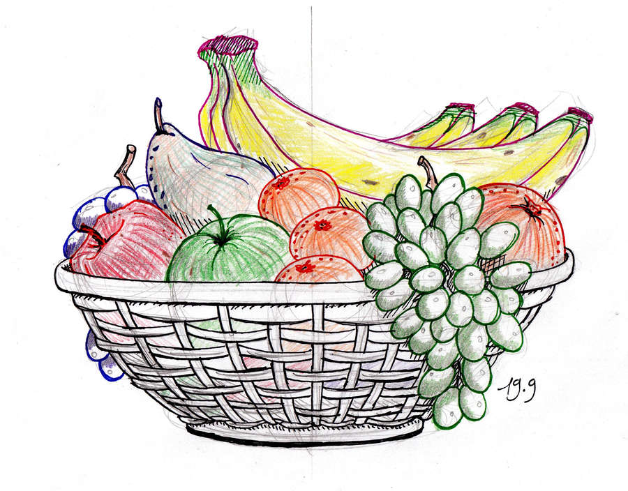 900x704 Download Fruit Basket Drawing Clipart Drawing How To Draw Sketch