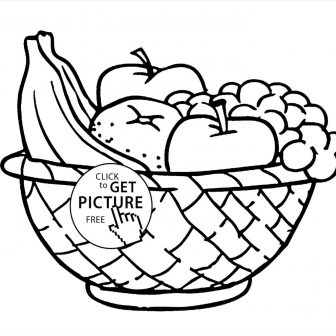 336x336 Fruit Basket Drawing For Class Of Flowers Outline Pages On Paper