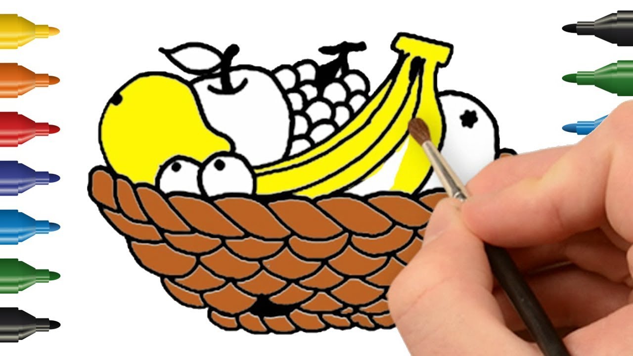1280x720 How To Draw Fruit Basket Learn Colors For Babies Kids Coloring