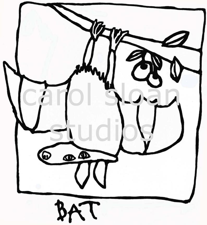 794x864 Thermofax Screen Fruit Bat Kid Drawn Etsy