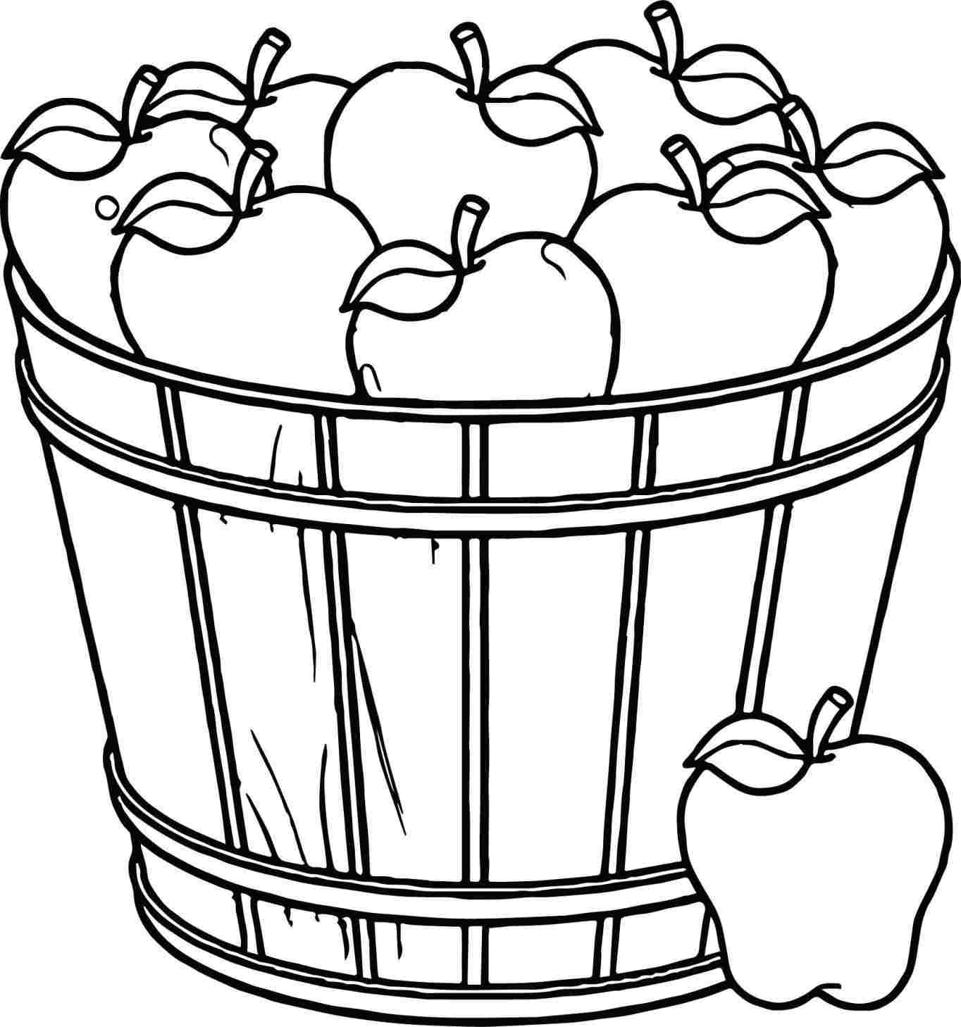 1364x1458 Fruit Basket Drawing For Kid