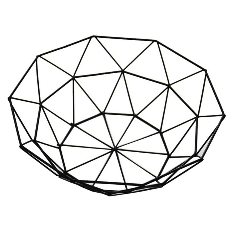 800x800 Black Geometric Metal Wire Fruit Basket Bowl Decorzee