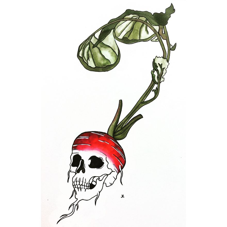 880x880 Alcohol Ink Paintings That Mix Fruit And Veggies With The Human