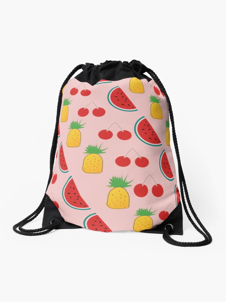 750x1000 Funky Fruit Salad Print Drawstring Bag
