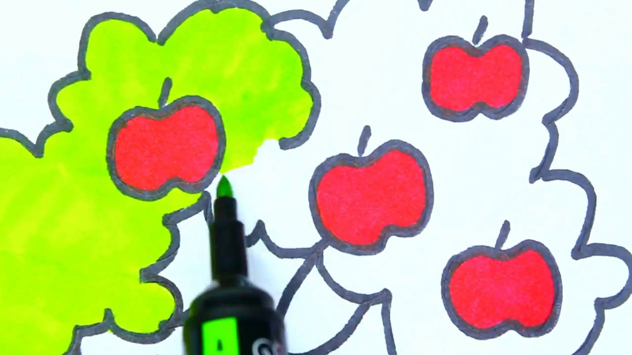 1280x720 How To Draw An Apple Tree Kids Coloring