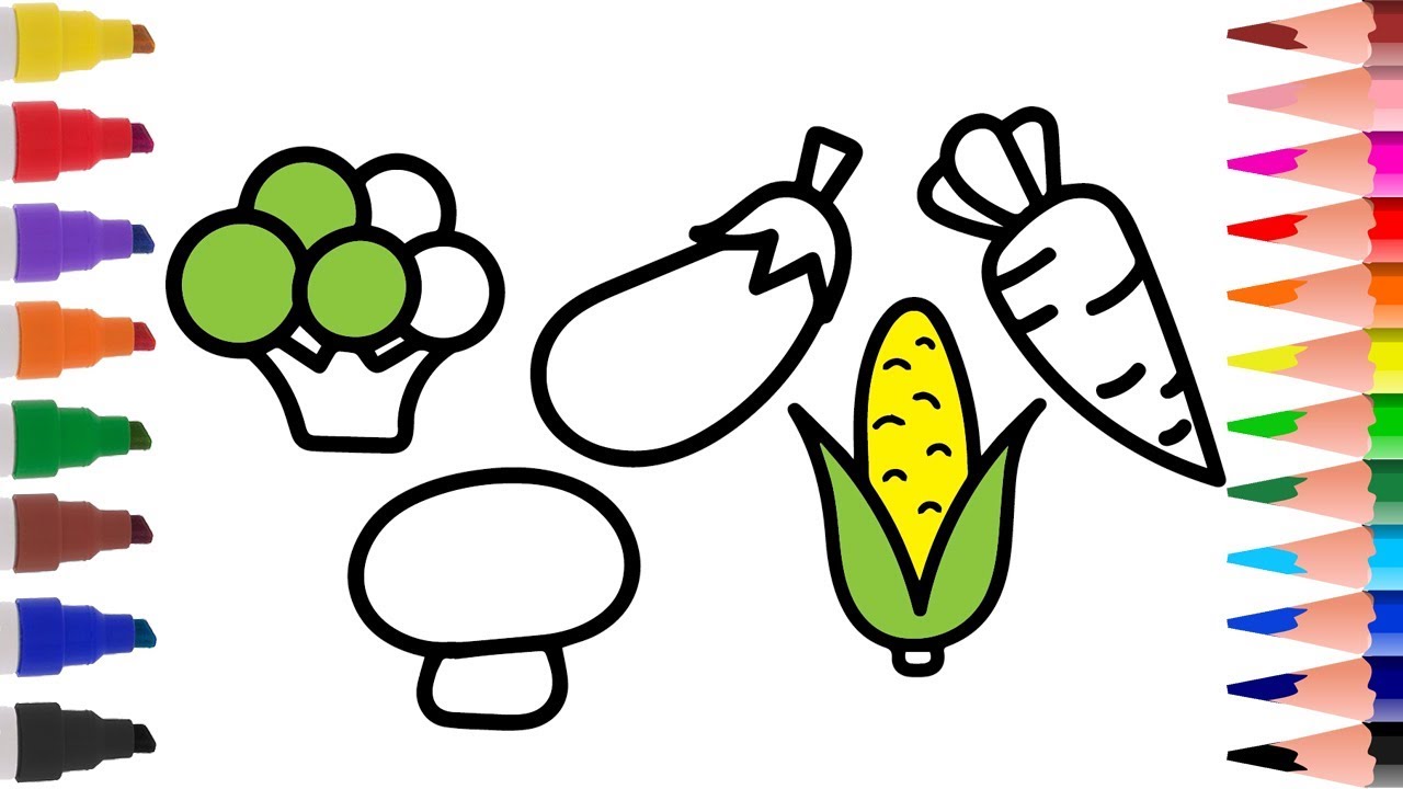 1280x720 How To Draw Fruits And Vegetables For Kids How To Drawing