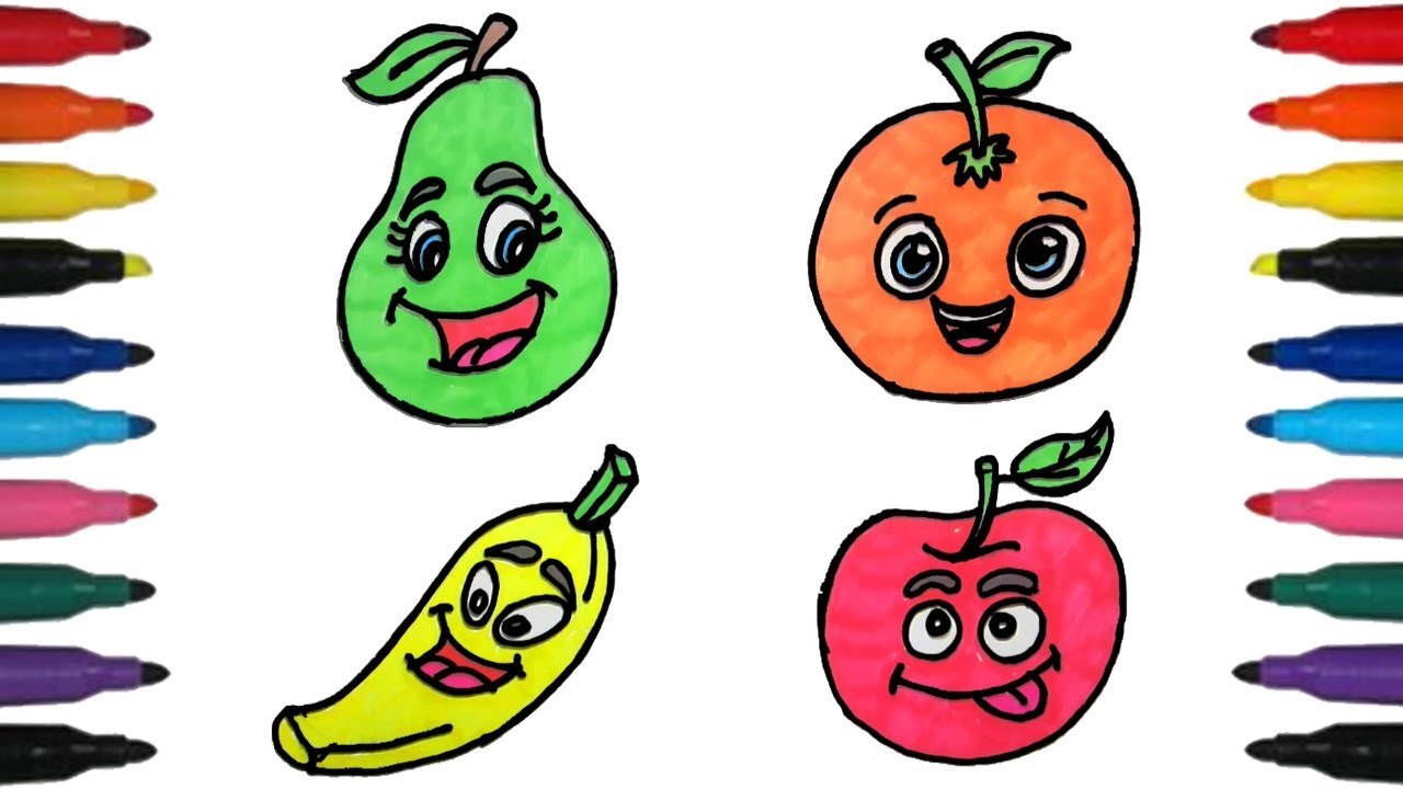 1280x720 How To Draw Fruits And Vegetables For Kids Step